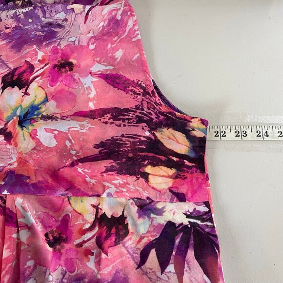 Susan Graver Pink Purple Floral Sheer Open Duster Vest Women's Medium - Picture 12 of 14